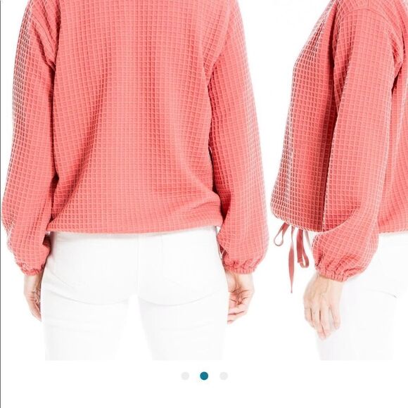 Max studio v neck drawstring hem sweater size S - Picture 2 of 5